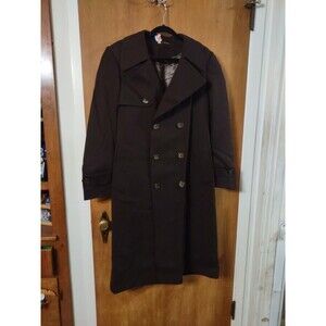 Vintage VAN GILS Wool Blend Trench Coat Overcoat Belgium Made Mens Brown